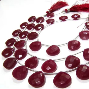 ลูกปัดเหลี่ยมเพชรพลอยทับทิมรูปหัวใจขนาด14-15มม. ขายต่อเส้นใยยาว7นิ้วทำเครื่องประดับย้อมสี - Product Image 1
