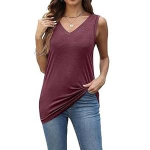 Débardeurs sans manches à col en V pour femmes grande taille, personnalisés OEM, solides, respirants, écologiques, débardeurs d'été, Pakistan - Product Image 1