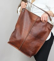 Sac à main hobo vintage en cuir véritable durable avec fermeture éclair pour femme - Sac à bandoulière occidental LHB-0209