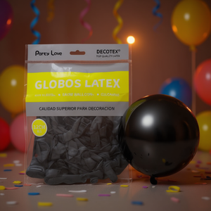 Globos de Látex Party Love de 12 cm, Negro Cromado R5, para Decoración - Product Image 3