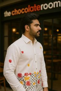 Designer de luxe mode hommes décontracté à manches longues coton respirant broderie travail imprimé motif quotidien Occasion porter-Vente en gros - Product Image 2