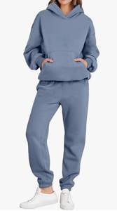 Sweat-shirt en éponge française femme bouffée impression recadrée fermeture éclair sweat à capuche respirant et pantalon de survêtement ensemble femmes survêtement - Product Image 6