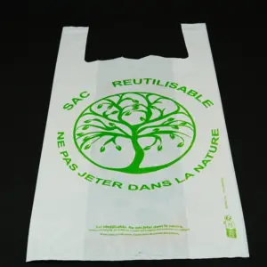 Vente en gros de logos personnalisés sac de t-shirt en plastique d'emballage compostable avec poignée de gilet pour le shopping/supermarché - Product Image 1
