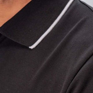 Men's Black Short Sleeve Polo <b>Shirt</b> 100% Cotton Pique Knitted Casual Solid Color <b>Collar</b> Design - Product Image 4