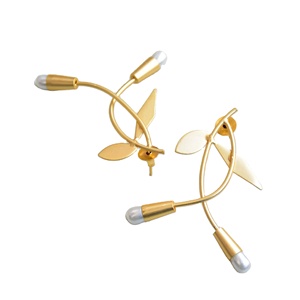 Boucles d'oreilles en pierres précieuses en laiton, vente en gros, pierres organiques, plaqué rhodium, style tendance, prêt à expédier en gros - Product Image 4