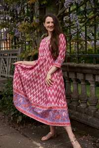 Handmade Yvonne Ikat Hand Loom <b>Dress</b> Calf Length <b>Bohemian</b> Ethical Fashion - Product Image 6