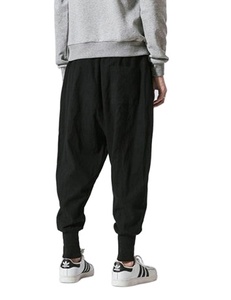 2025 Hot Drop Crotch Harem Pantalones personalizados de Punto ligero para hombres Pantalones y pantalones de chándal de algodón Streetwear Pantalones holgados - Product Image 5