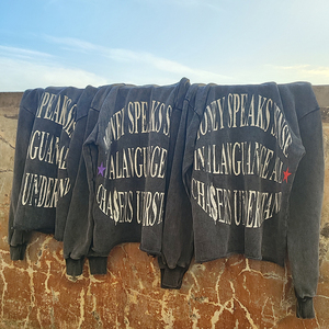 เสื้อมีฮู้ดของผู้ชายพิมพ์ลายล้างกรดเสื้อฮู้ดผ้าฝ้าย100% เทอร์รี่ผ้าฝรั่งเศสโอเวอร์ไซส์ OEM - Product Image 2