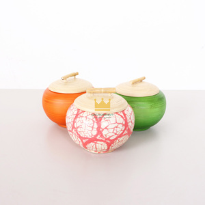 Bocaux en bambou motif coquille d'oeuf avec couvercle en gros bocal rond en bambou filé décoratif fabriqué au Vietnam - Product Image 1