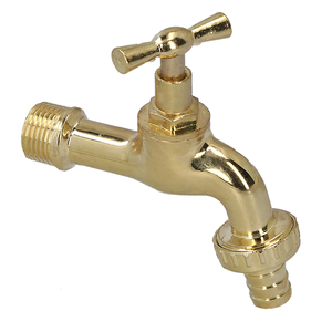 Rubinetto Curvo in Ottone Lucido con Raccordo 1/2 - Product Image 1