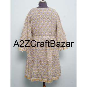 Robe décontractée en coton à fleurs bohème à col en V de qualité supérieure pour femmes Impression numérique Taille naturelle Occasion de fête Lavable - Product Image 5