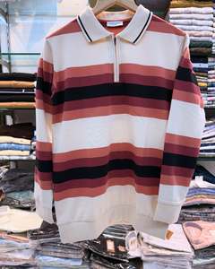 Sudadera de verano de manga corta de algodón 100% para hombre, jersey de gran tamaño con estampado de rayas, Tops cómodos transpirables, verano transpirable - Product Image 3