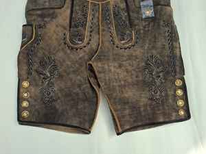 Bright Colors 100% Original Comfortable High Waist Casual Style Button Traditional Bavarian Leather <b>Shorts</b> for Men - Product Image 3