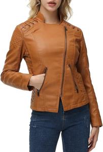 Veste Moto Femme Grande Taille en Similicuir Premium OEM Imperméable Respirante Décontractée Courte Couleur Unie Doublure en Fausse Fourrure Poches - Product Image 5