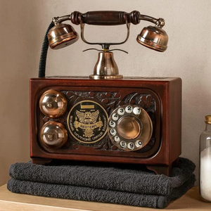 Téléphone Steampunk fait à la main personnalisé Vintage en bois laiton fixe cadeau parfait pour la décoration de bureau Bar ou Man Cave Display - Product Image 3