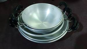Premium <b>Aluminum</b> Kadai Round Shape Fast Heat Distribution Pure <b>Aluminum</b> Silver Finish Professional Commercial Cooking - Product Image 2