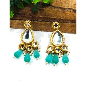 Conjunto de Collar Kundan con Diamantes en Corte Pera Monalisa para Niñas, para Bodas - Product Image 4