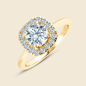 VB Arts Snuggled Cushion Halo Pinched Diamond Ring Brilliant Cut Lab Grown Diamond 0.3 Carat F-VS IGI Certified 14K Solid Gold - Product Image 3