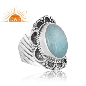 Newly Design Sterling Silver Natural Amazonite Gemstone <b>Statement</b> <b>Ring</b> Custom Jewelry For Women Gift For Her - Product Image 3