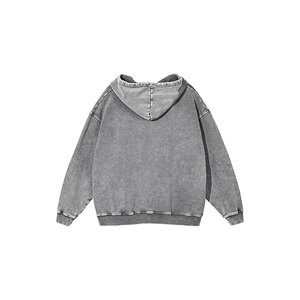 Sweats à capuche délavés à l'acide pour hommes de haute qualité 100% coton à séchage rapide couleur unie pour l'hiver en vente - Product Image 6