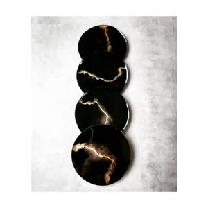 Customized Size Round Tea Cup Coaster Handmade Best Quality White <b>Black</b> and Golden <b>Resin</b> Coaster Unique Design Coaster - Product Image 4