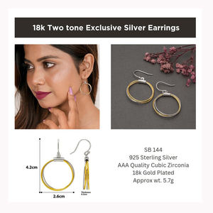 Joyería de mujer ligera para ella Plata de Ley 925 18K chapado en oro rosa pendientes de aro colgantes de dos tonos para mujeres y niñas - Product Image 3