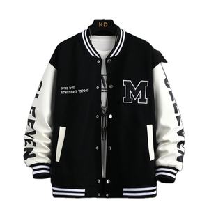 แจ็กเก็ตผ้าเบสบอลสำหรับผู้ชายเสื้อแจ็กเก็ตมีกระดุมแบบปักโลโก้ออกแบบได้ตามต้องการ - Product Image 1