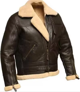 Invierno de piel sintética de cuero de los hombres Casual cremallera piloto cálido al aire libre de talla grande OEM motocicleta de calle de cuero genuino chaqueta caliente - Product Image 3