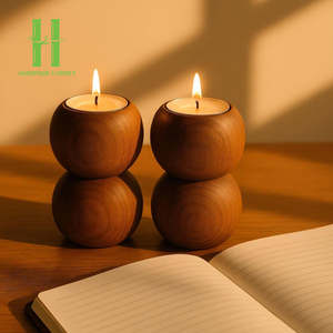 Luxury Handmade Wooden <b>Candlestick</b> <b>Holder</b> for Home Restaurant Hotel-Easter Decor Customized Packing Vietnam HNH Craft - Product Image 1