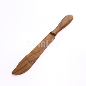 Couteau décoratif artisanal en bois de teck naturel, spatule à beurre en bois massif durable, couverts de table - Product Image 2