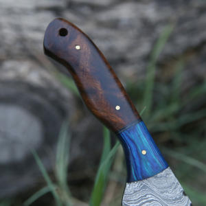 มีดล่าสัตว์ถังเหล็กดามัสกัสทำจากหนังทำมือสำหรับตั้งแคมป์ปรับแต่งได้6in - Product Image 4