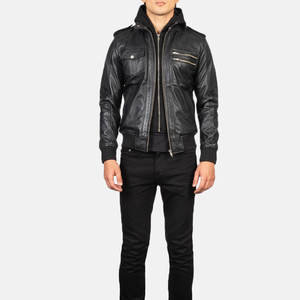 Veste en cuir d'hiver pour homme respirante de haute qualité, fermeture éclair, manches longues, style streetwear, coupe-vent et imperméable - Product Image 1
