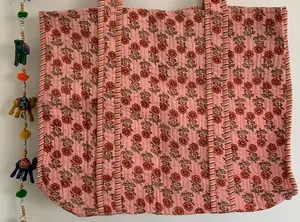 Grand sac fourre-tout professionnel de haute qualité Sac fourre-tout à fleurs colorées pour femmes Sac fourre-tout en coton matelassé - Product Image 3