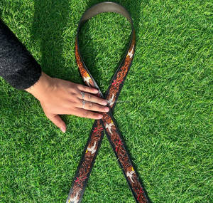 El más vendido, cinturón floral occidental de cuero labrado a mano a la moda de vaquero para hombre, cinturones de cuero genuino marrón Premium tallados a mano - Product Image 2