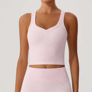 เสื้อกล้ามออกกำลังกายถักนิตติ้งไซส์ใหญ่ ขายดี แห้งเร็ว มีบราในตัว ขายส่ง เสื้อโยคะ - Product Image 6