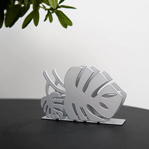 Support à serviettes en argent avec motif de feuille artistique pour la table de cuisine, la salle à manger, la décoration de la maison, le service des invités et les cadeaux, en provenance d'Inde - Product Image 1