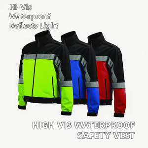 High Visibility Reflective Waterproof Breathable Work Jacket Unisex Polyester Safety Uniform <b>Winter</b> Coat with Zip Pockets - Product Image 2