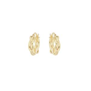 Pendientes de Aro Estilo Trenzado de Alta Calidad Del Pia Srl, Color Amarillo, Tres Tubos de 10mm, Chapados en Oro, Acero Inoxidable, Lindos para Mujer - Product Image 6