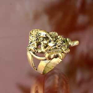 Wholesale Jewelry Vintage Brass Crafts Solid Elephant Head Brass <b>Ring</b> Ornaments Factory Direct Supply - Product Image 4