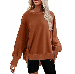 Sweat-shirts unisexes tendance pour l'hiver, vente chaude, coton personnalisé, molleton uni, teinture unie, col rond, haute qualité - Product Image 2