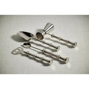 Bamboo Style Handle Silver <b>Bar</b> <b>Tool</b> Set For Home <b>Bars</b> Clubs Cocktail Parties Decorative Display And Stylish Serving - Product Image 2