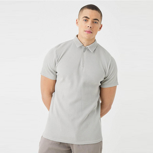 Conception de logo personnalisé de haute qualité OEM Slim ajusté vierge 1/4 col zippé respirant palangre uni à manches courtes anti-rides imprimé - Product Image 5