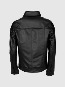 Chaqueta de cuero de patrón sólido azul de moda de alta calidad para hombres, ajuste a medida, estilo informal, producto de Venta caliente de invierno - Product Image 2