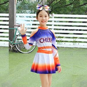 Écolière garçon ensemble avec strass de haute qualité Cheerleading Costumes équipe Performances scène Cheer uniforme femmes manches longues - Product Image 3