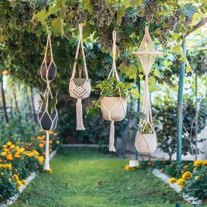 Macramé para interiores y exteriores, decoraciones para el hogar, cuerda de algodón, maceta colgante, decoración Bohemia sin maceta, precio de descuento - Product Image 3