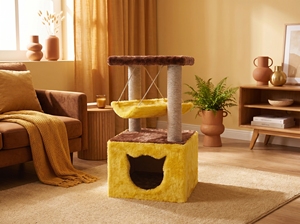 CozyCat Classic - Casa Torre de 3 Niveles con Hamaca de Yute y Postes Rascadores - Product Image 4