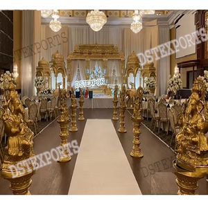 Tamil Wedding Manavarai Theme Stage Grand Manavarai Wedding Golden Stage Wedding Poruwa Ceremonia Stage Decor - Product Image 1