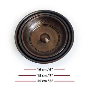 Bol de bain turc en cuivre anatolien Kurnaci 16-18-20cm, fait à la main, objet de bain décoratif, bain finlandais, sauna, couleur oxyde - Product Image 3