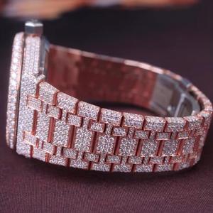 Reloj de diamantes de moissanita de oro rosa de alta calidad totalmente helado estilo Hip Hop esfera árabe reloj mecánico de acero inoxidable de lujo - Product Image 2