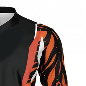 Conjuntos de camisetas de moto con cuello en V para hombre, camisa de montar en motocicleta con estampado de sublimación transpirable de secado rápido para hombre - Product Image 5